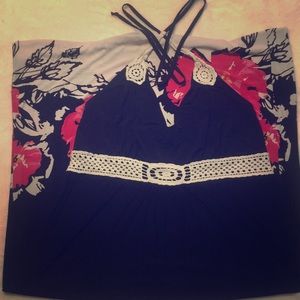 Black maxi dress with pink and white flowers!
